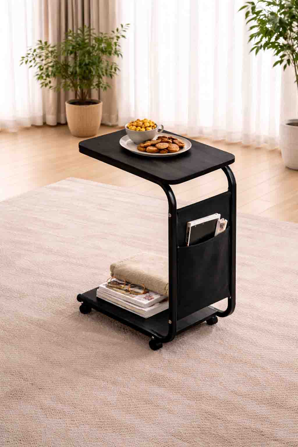 Moveable Side Table – Black